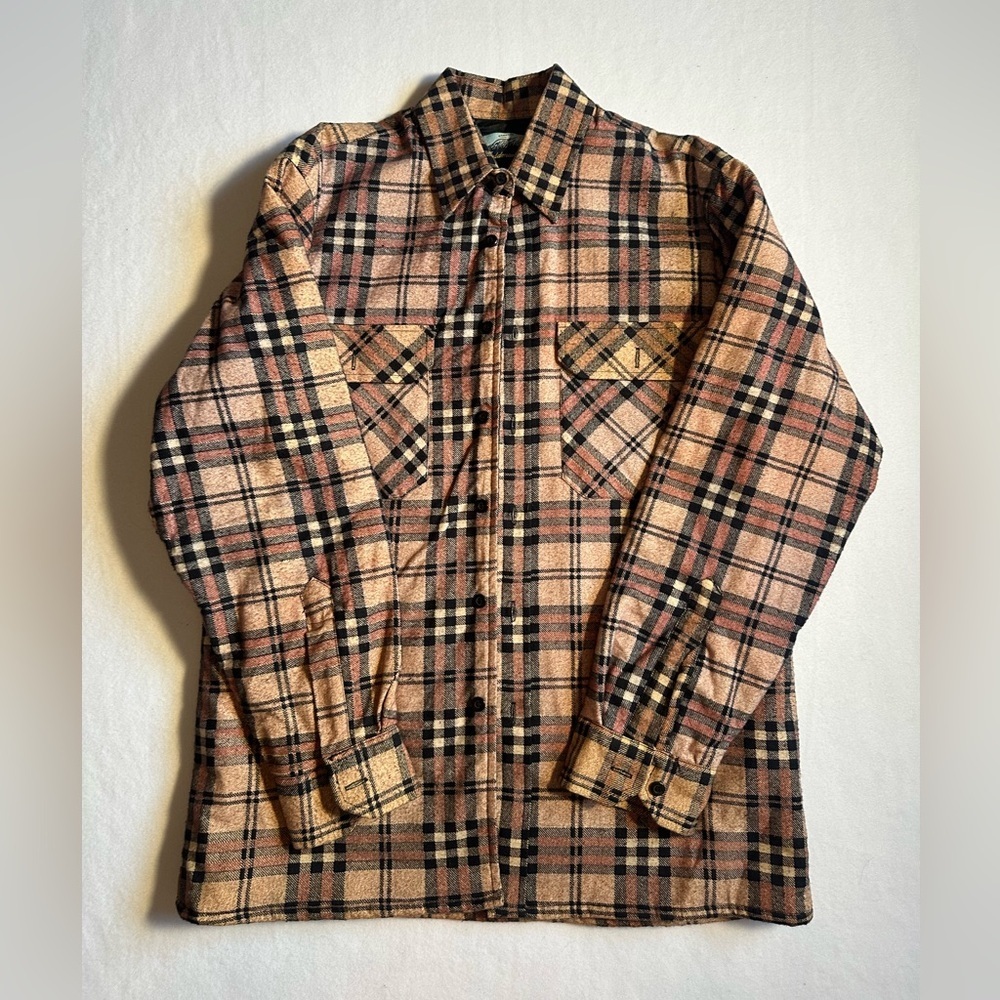 Vintage Fieldmaster Plaid Flannel Shirt Men M Lined Wool Button Up Shacket